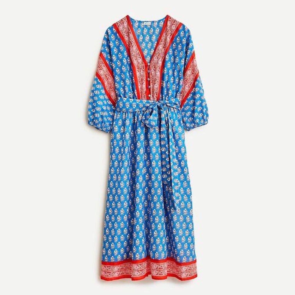 J.Crew V-neck Dress In Classic Block Print